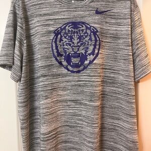 Nike Heather Gray and Purple Graphic Tee